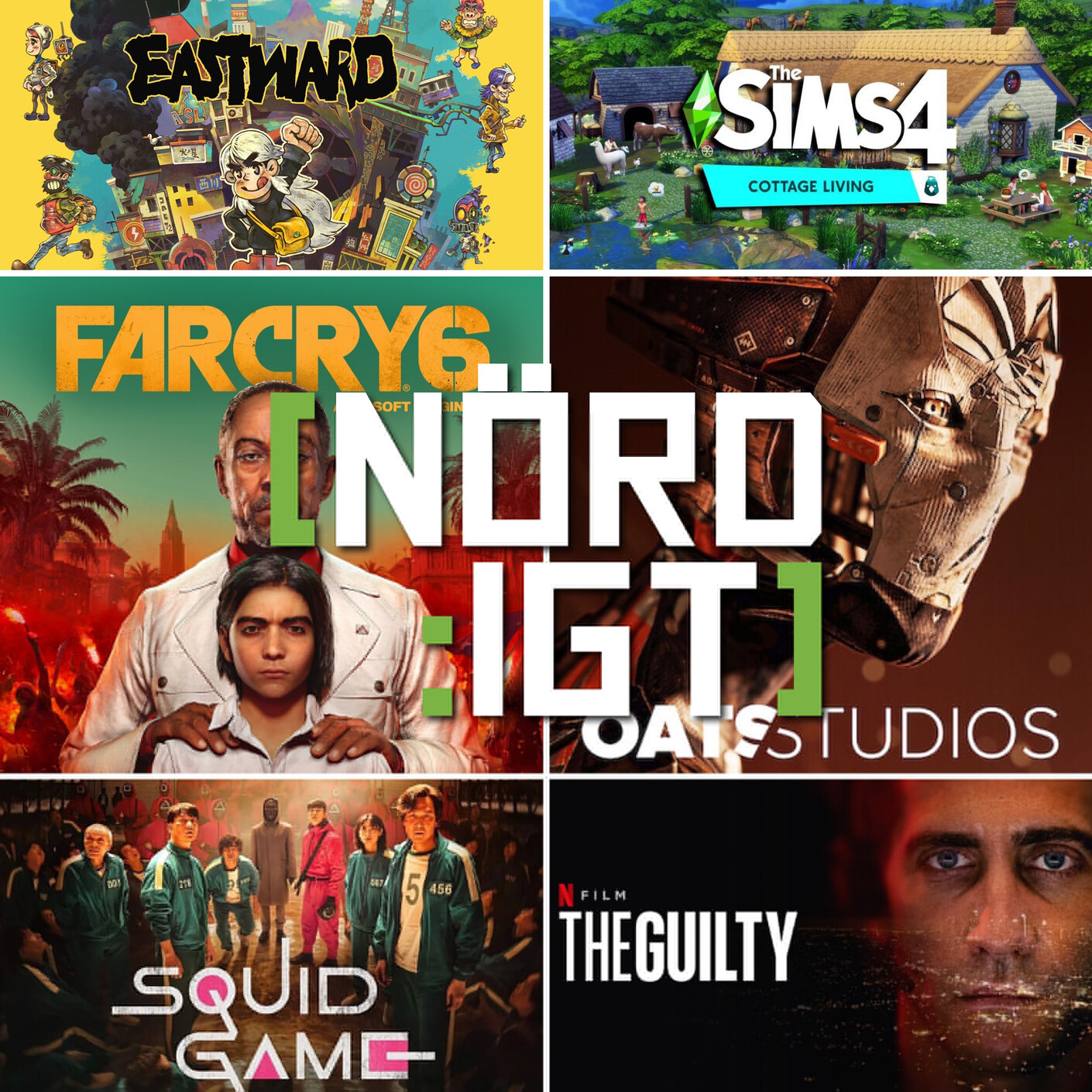 343. Den om Eastward, Farcry 6, Squid Games, The Guilty, Oats Studios och The Sims 4: Cottage Living episode artwork