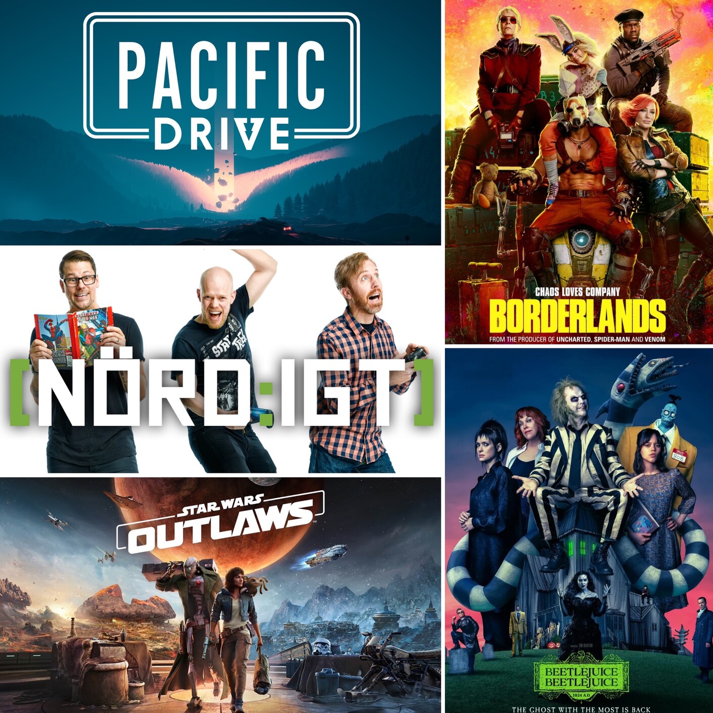456. Den om Beetlejuice Beetlejuice, Borderlands, Star Wars Outlaws samt Pacific Drive episode artwork