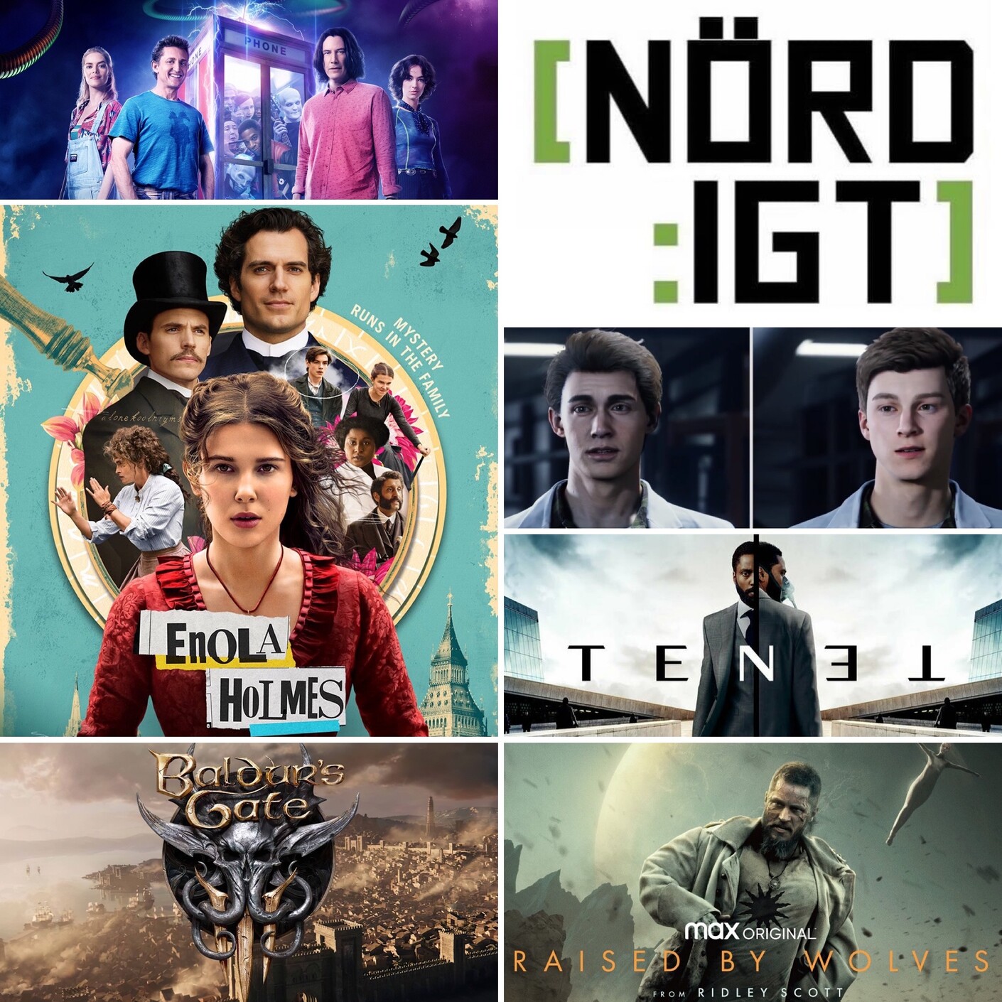 302. Den om Baldurs Gate 3, Bill & Ted 3, Enola Holmes, Tenet, The Devil All The Time och Raised By Wolves episode artwork