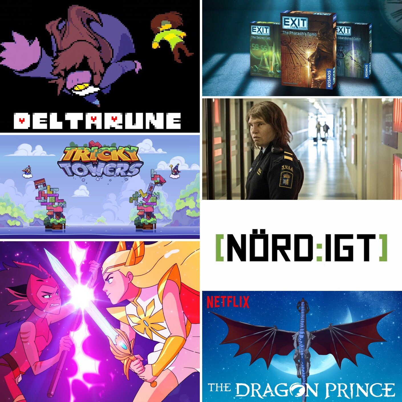 239. Den med Exit, Deltarune, Gräns, Tricky Towers, She-Ra, The Dragon Prince och en hel del annat episode artwork
