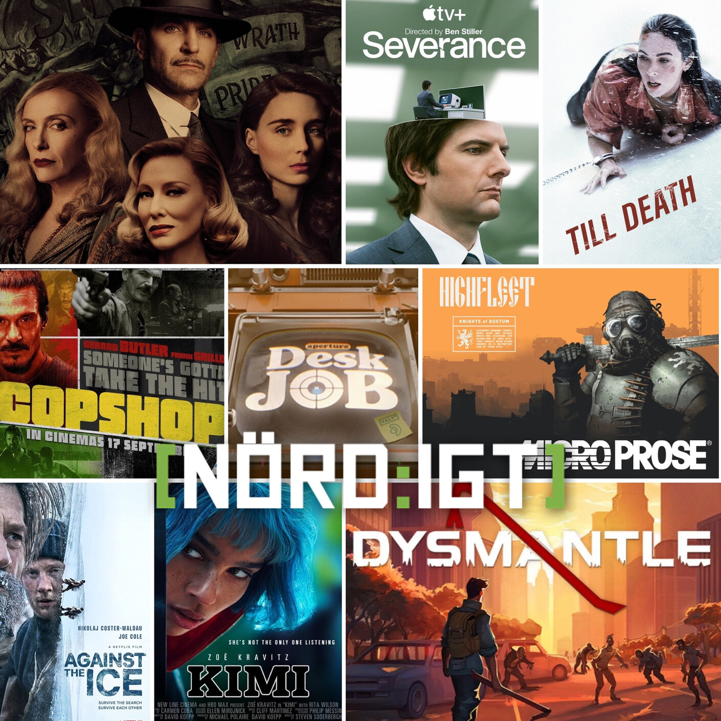 359. Den om Dysmantle, High Fleet, Aperture Desk Job, Kimi, Against the ice, Nightmare Alley, Till Death, Copshop samt Severance episode artwork