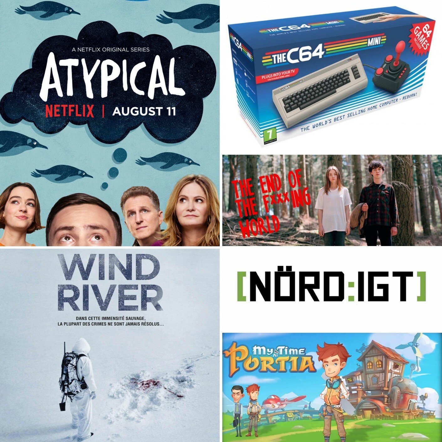 204. Den med My Time at Portia, Wind River, Commodor 64 Mini, Atypical och The End of the Fucking World episode artwork