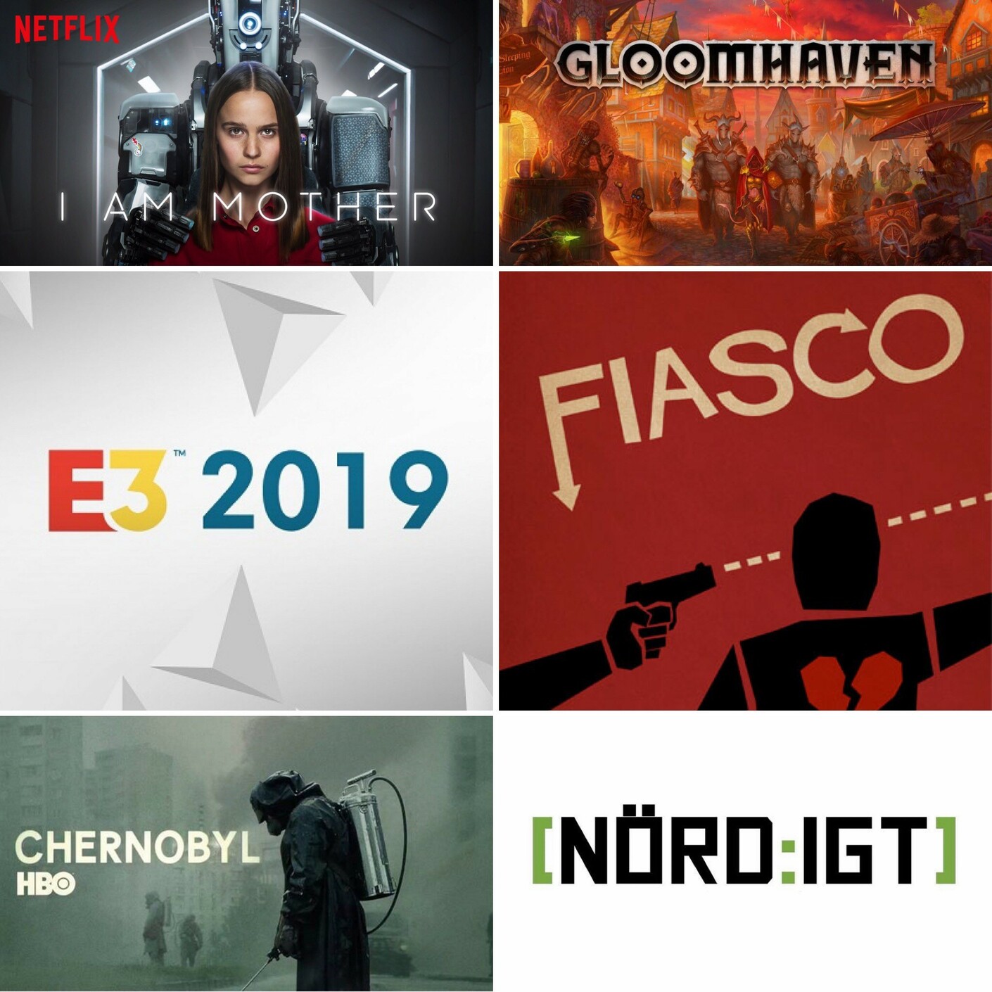 262. Den med E3 2019, Chernobyl-TV-serien, Gloomhaven, Fiasco och I am Mother episode artwork