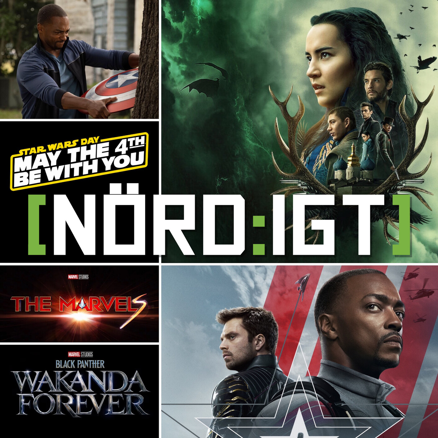 328. Den om Shadow and Bone, The Falcon and The Winter Soldier, MCU Phase 4 och May The Fourth! episode artwork