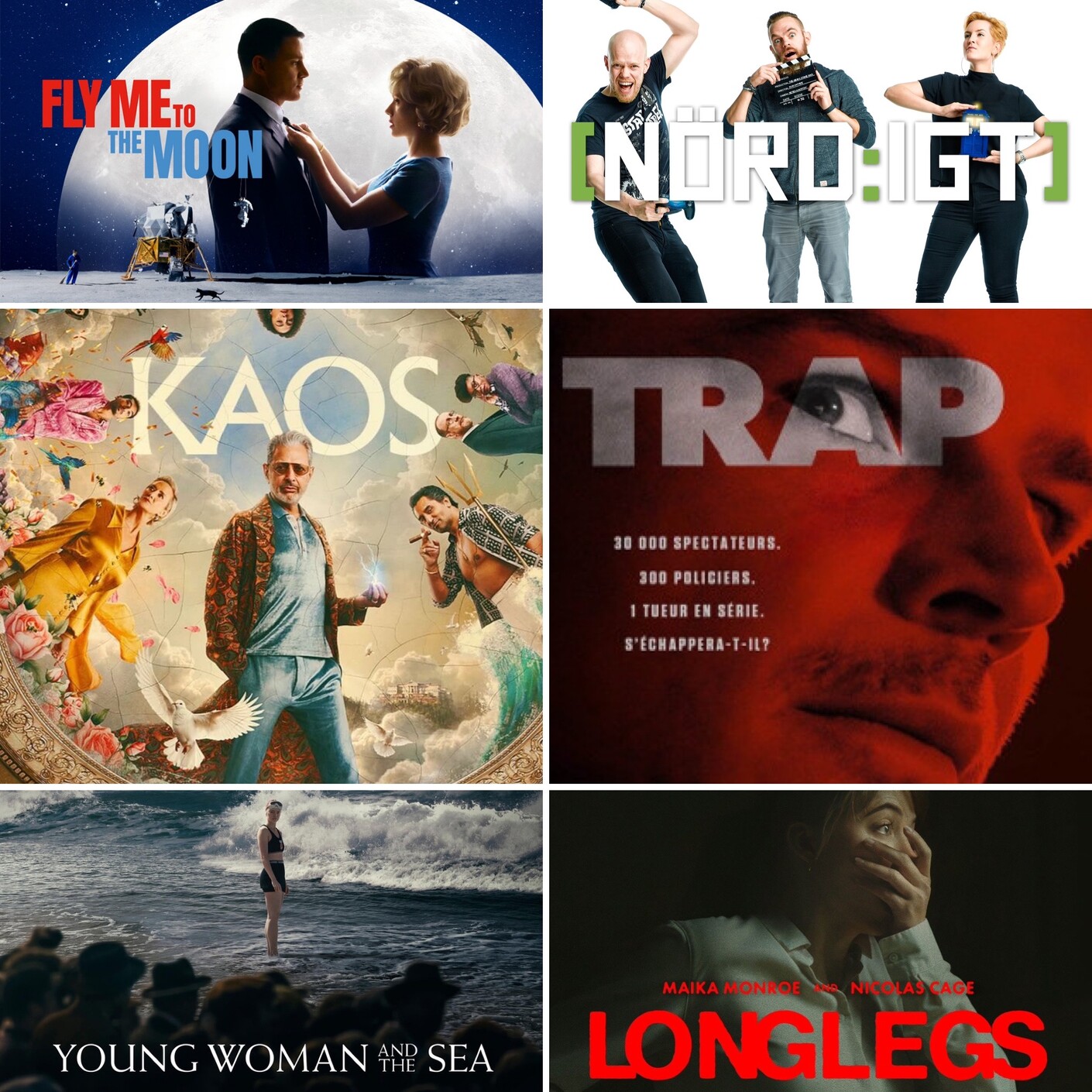 457. Den om Kaos, Longlegs, Young Woman and the Sea, Trap och Fly me to the Moon episode artwork