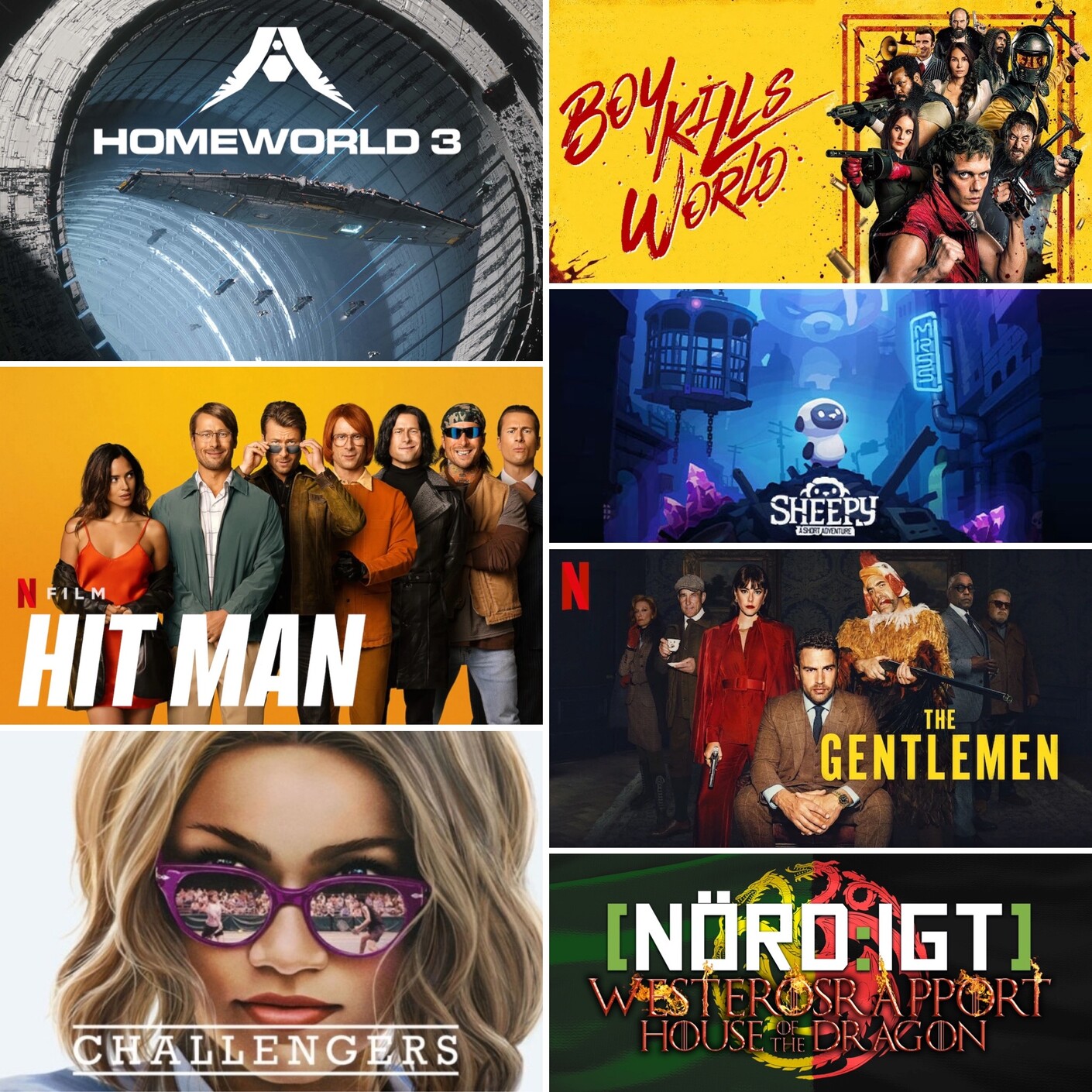 452. Den om The Gentlemen, Challengers, Boy Kills World, Hit Man, Sheepy: A Short Adventure, Homeworld 3 och Westerosrapport HotD S02E01: A Son for a Son episode artwork