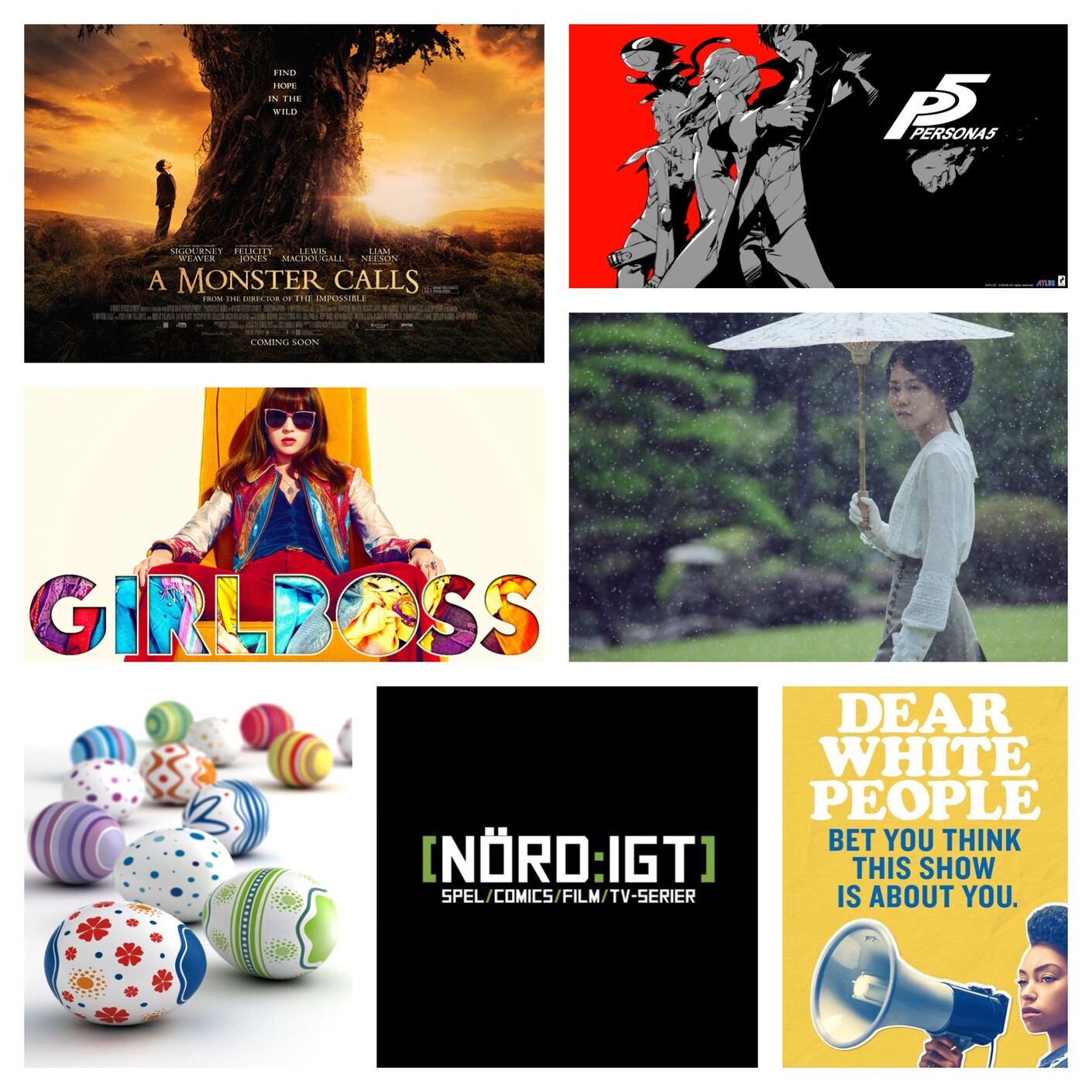 185. Den med Persona 5, Girlboss, Dear White People, A Monster Calls, The Handmaiden, The Night Of, Thirteen Reasons Why och Påskägg episode artwork