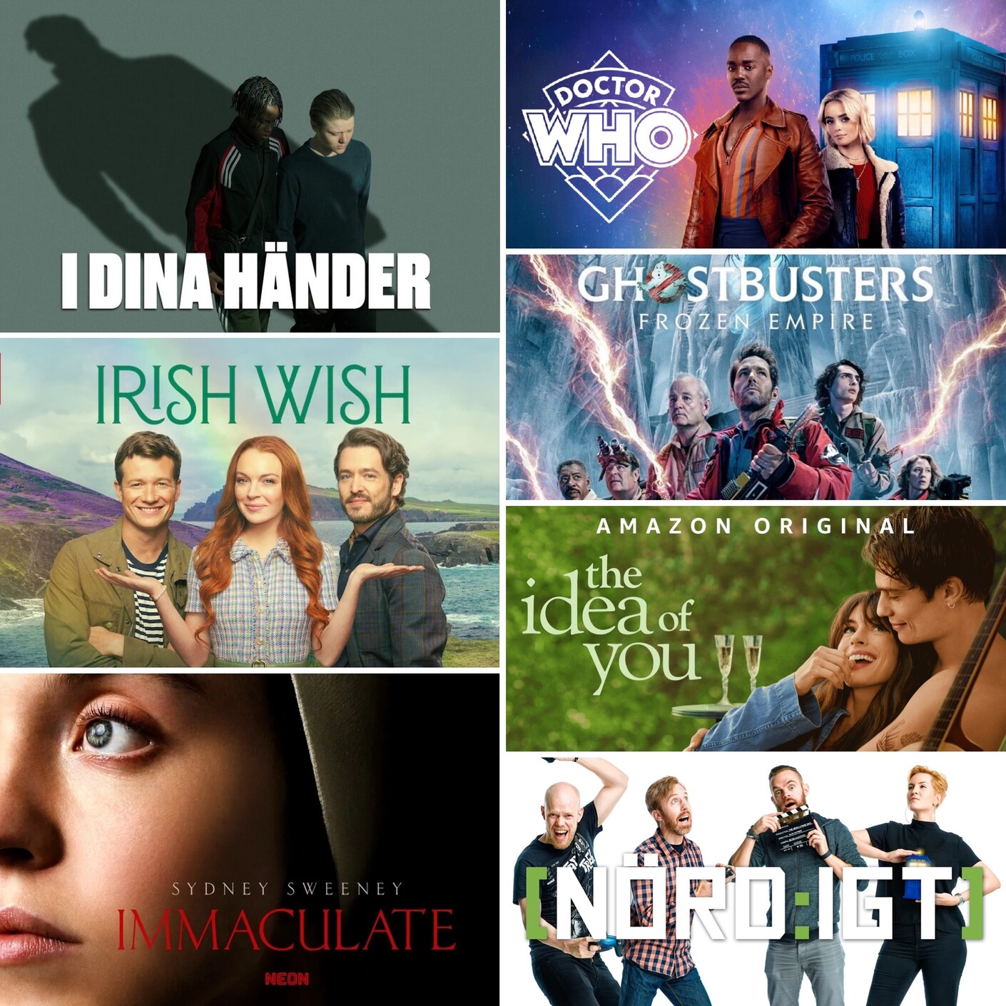 448. Den om Ghost Busters: Frozen Empire, The Idea of You, Irish Wish, Immaculate, Diablo 4 säsong 4, I Dina Händer samt Doctor Who episode artwork
